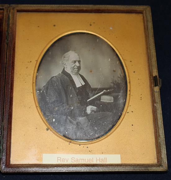 A leather cased ambrotype of Rev. Samuel Kerr, 6.5in.